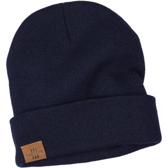 Men and Women Navy Blue Acrylic Stretchy Daily Knit Warm Winter Beanie Hats - Picture 2 of 7